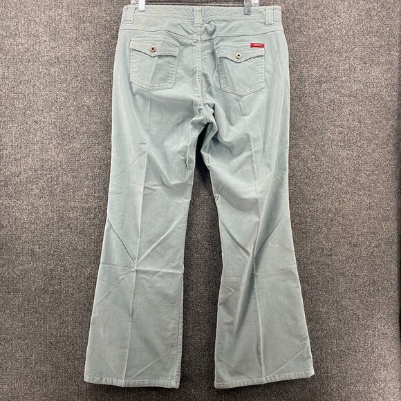 Guess Corduroy Pants Womens 34 Blue Mid Rise Flare Flap Pocket Ladies Hippie 90s - Picture 4 of 12